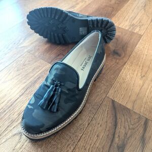 Jon Josef Camo Tassel Loafers Black Chunky Lug Sole Made in Spain Womens 37 6.5